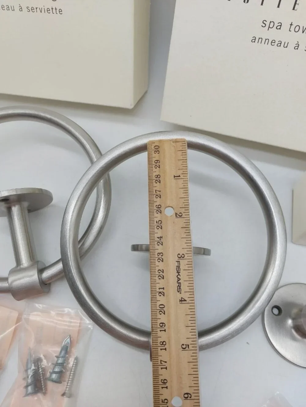 Pottery Barn Chrome Bath Round Towel ring Holder Set Of 2 And 1 Wall Hook READ